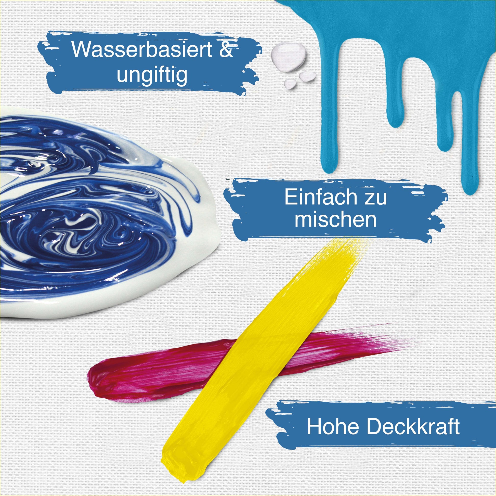Artina Crylic Acrylfarben Set mit 24 x 120ml, wasserbasiert, ungiftig, schnell trocknend und hohe Deckkraft