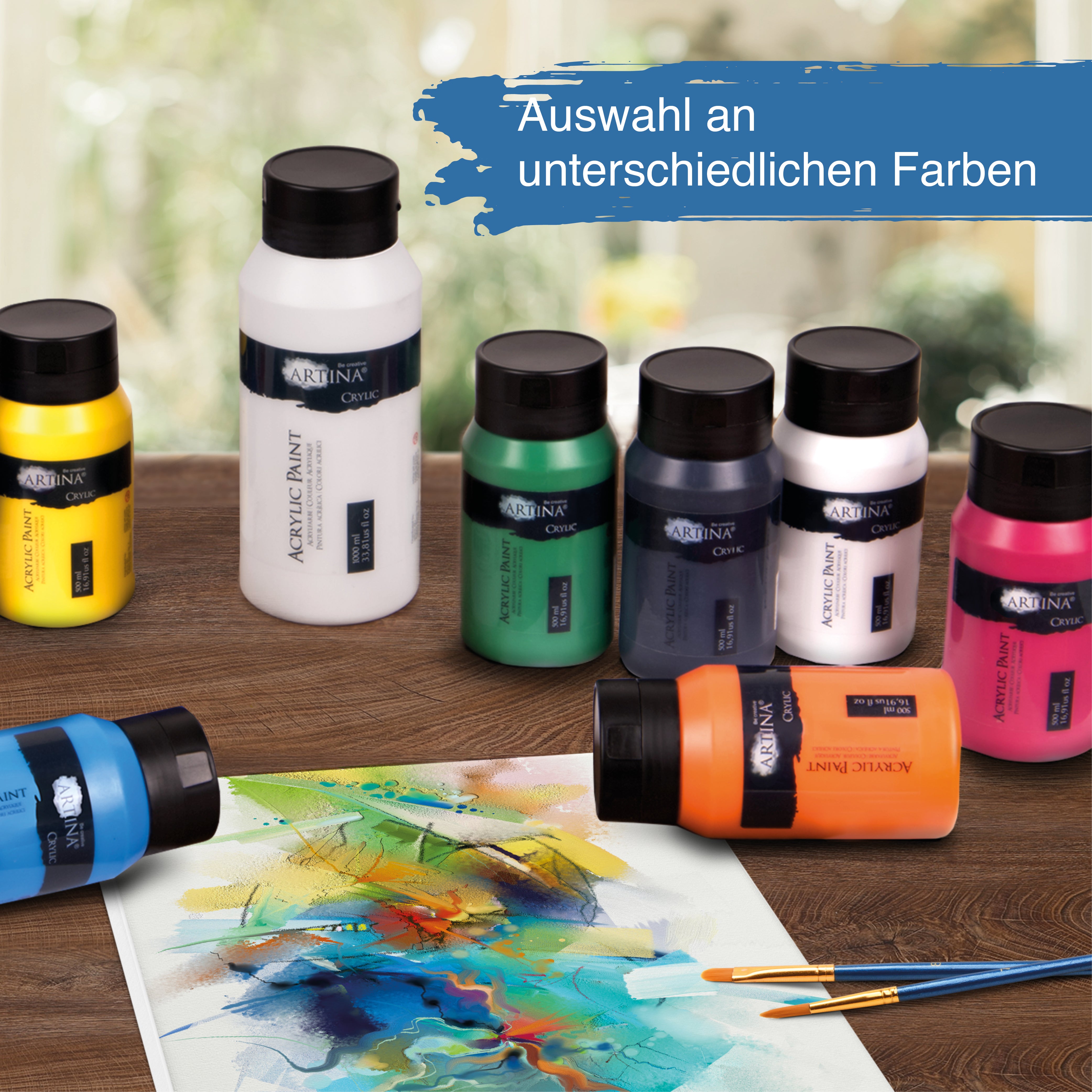 Artina Crylic Acrylfarbe Tuben Set 10x500ml