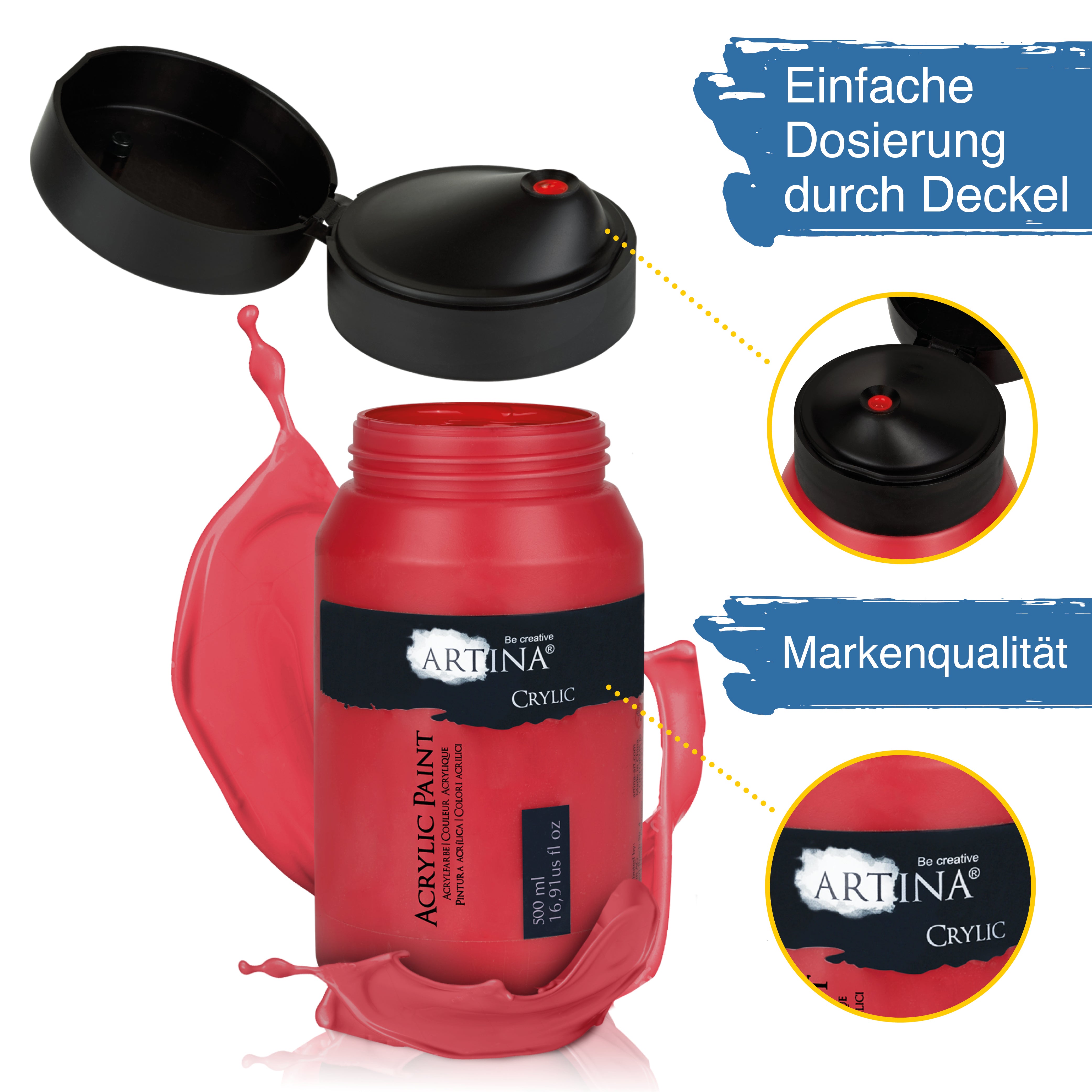 Artina Crylic Acrylfarbe Tuben Set 10x500ml