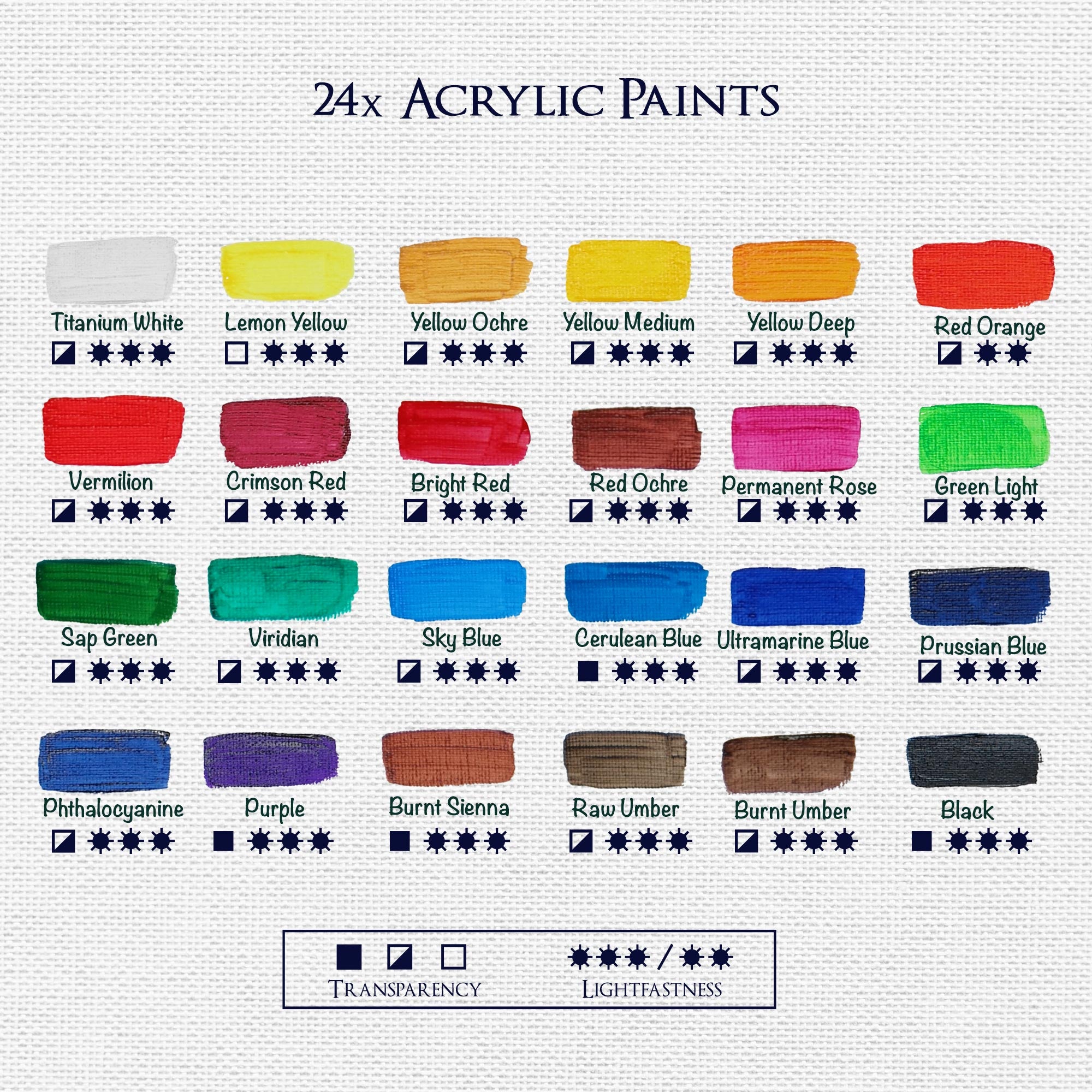 Artina Crylic Acrylfarben Set 24x22ml Tuben Acryl Künstler-Malfarbe