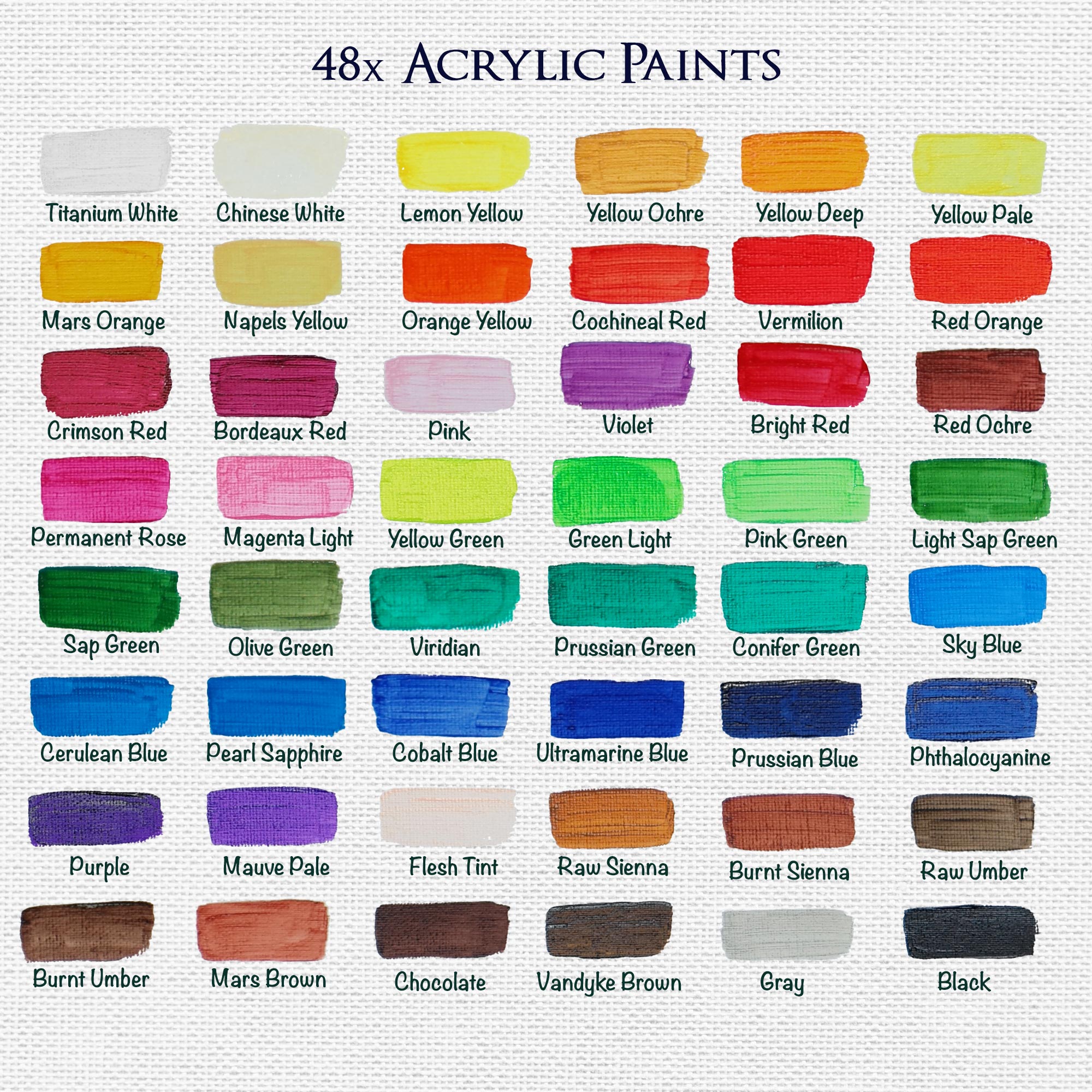 Artina Crylic Acrylfarben Set 48x22ml Tuben Acryl Künstler-Malfarbe