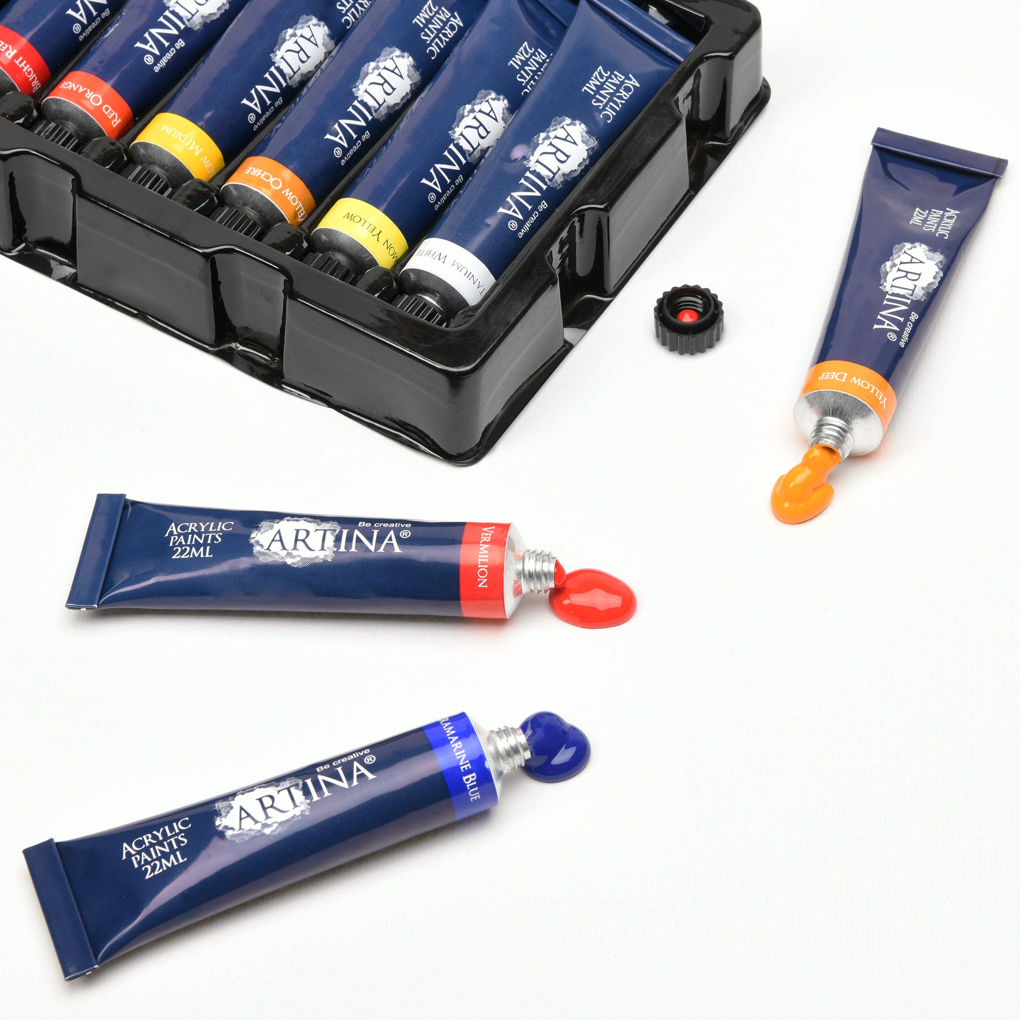 Artina Crylic Acrylfarben Set 24x22ml Tuben Acryl Künstler-Malfarbe