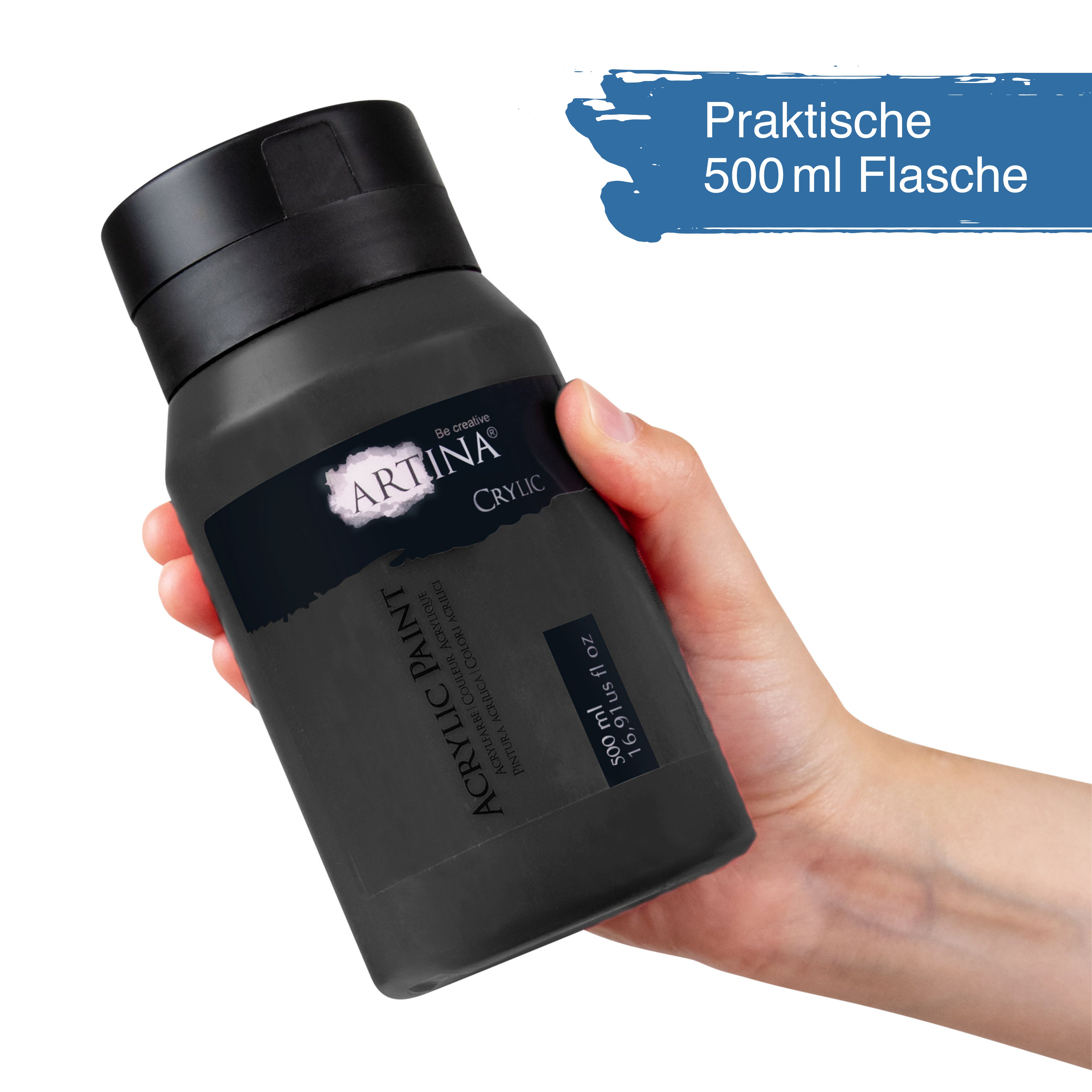 Artina Acrylfarbe Schwarz Weiss 500ml 1000ml Crylic