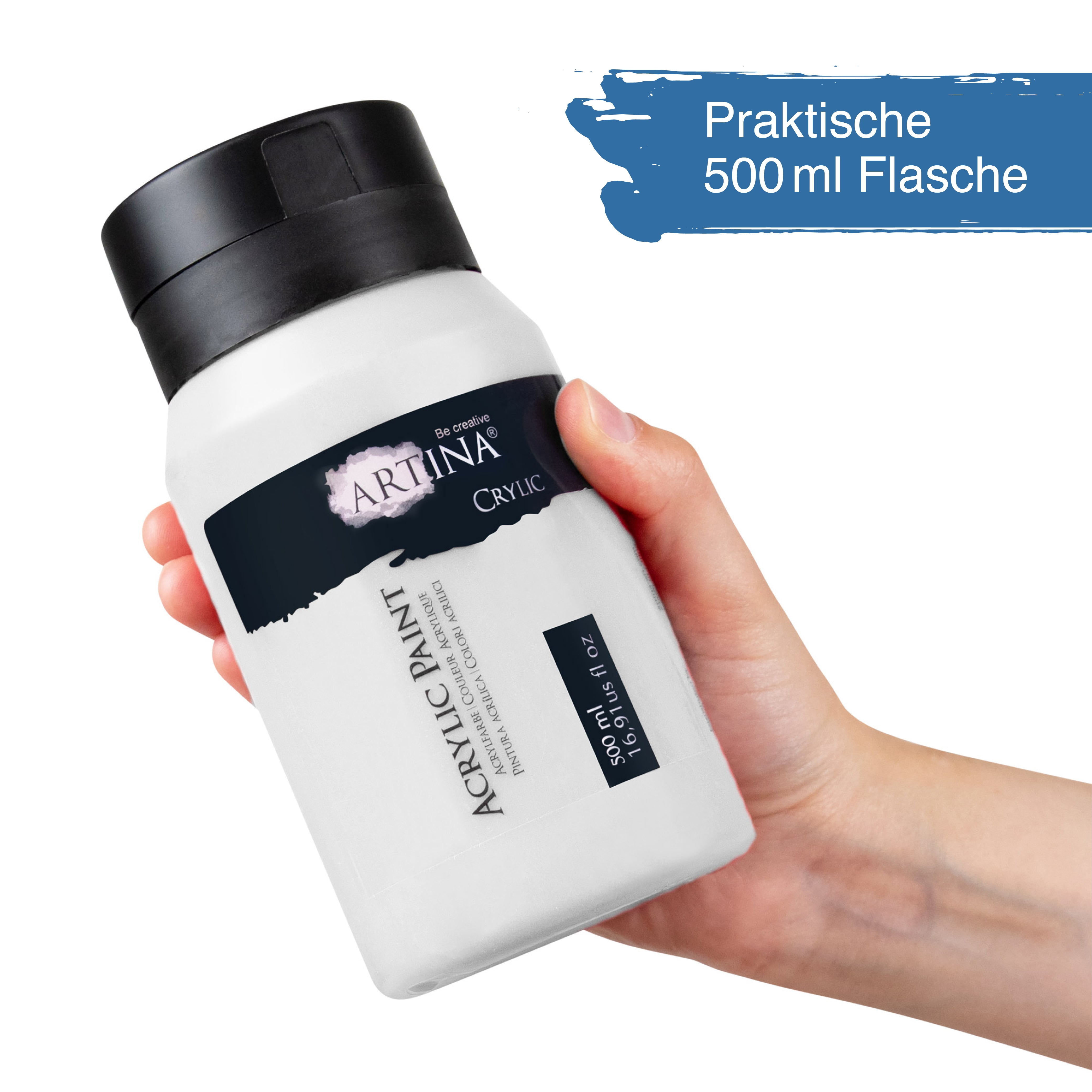 Artina Acrylfarbe Schwarz Weiss 500ml 1000ml Crylic