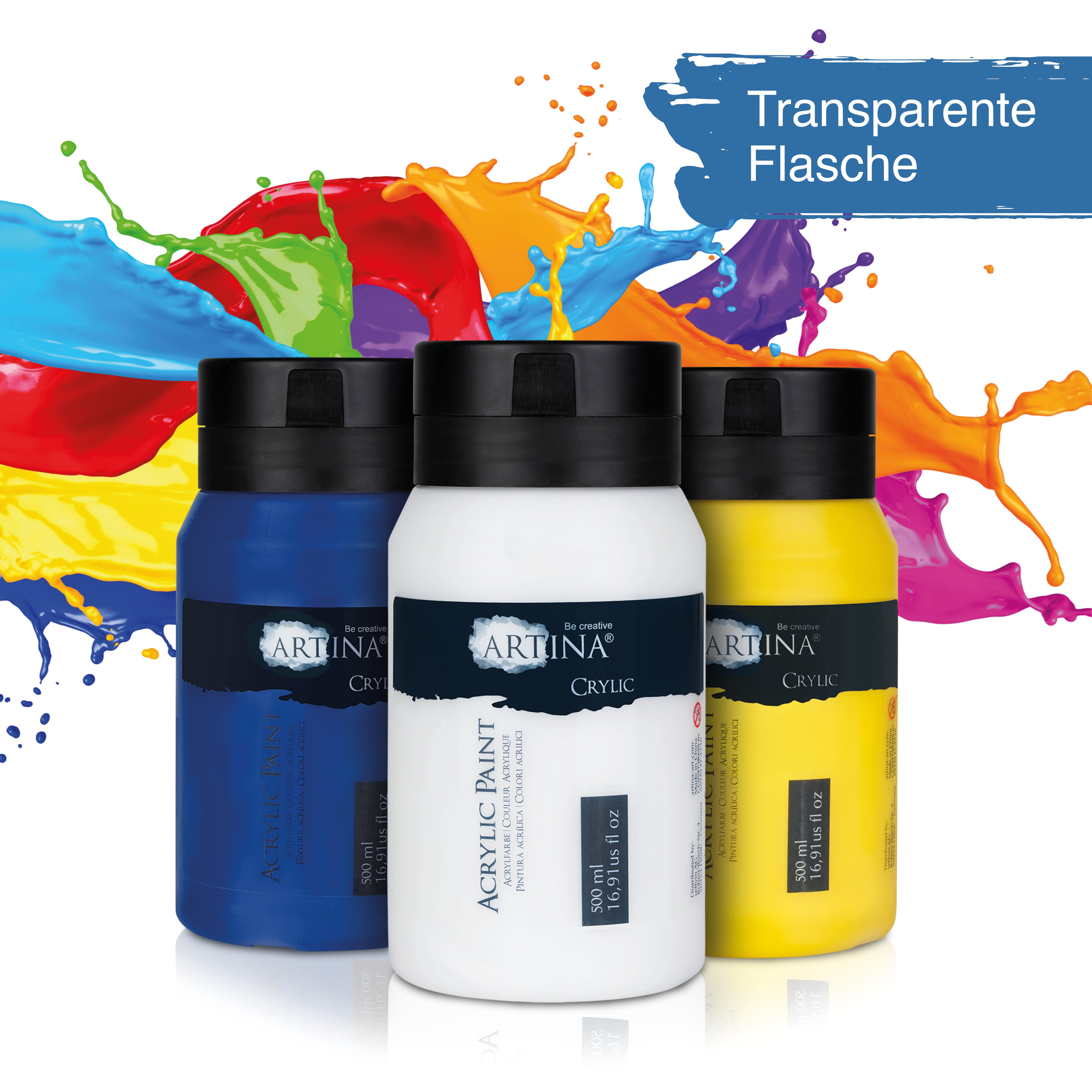 Artina Crylic Acrylfarbe Tuben Set 6 x 500ml hochwertige Künstlerfarbe