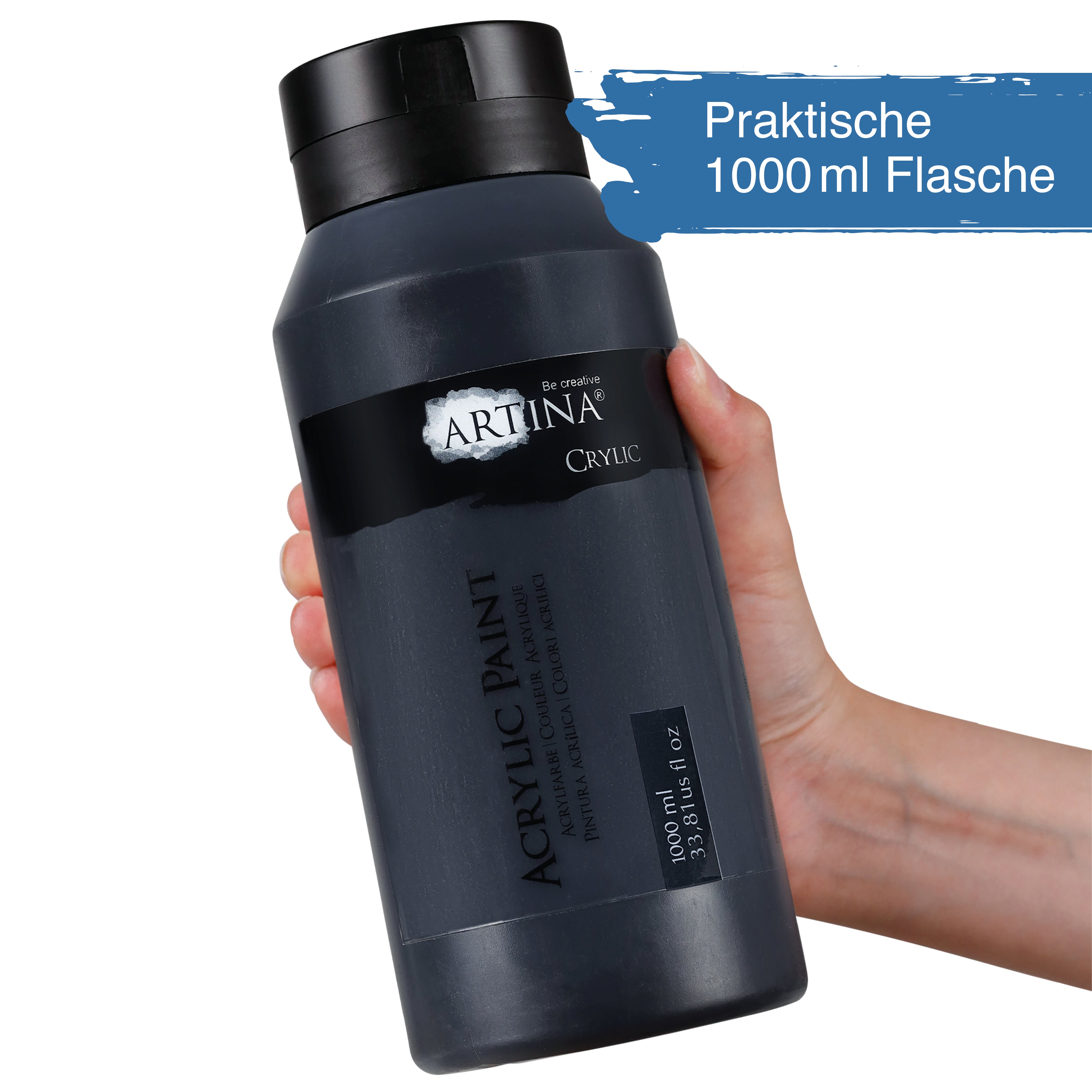Artina Acrylfarbe Schwarz Weiss 500ml 1000ml Crylic