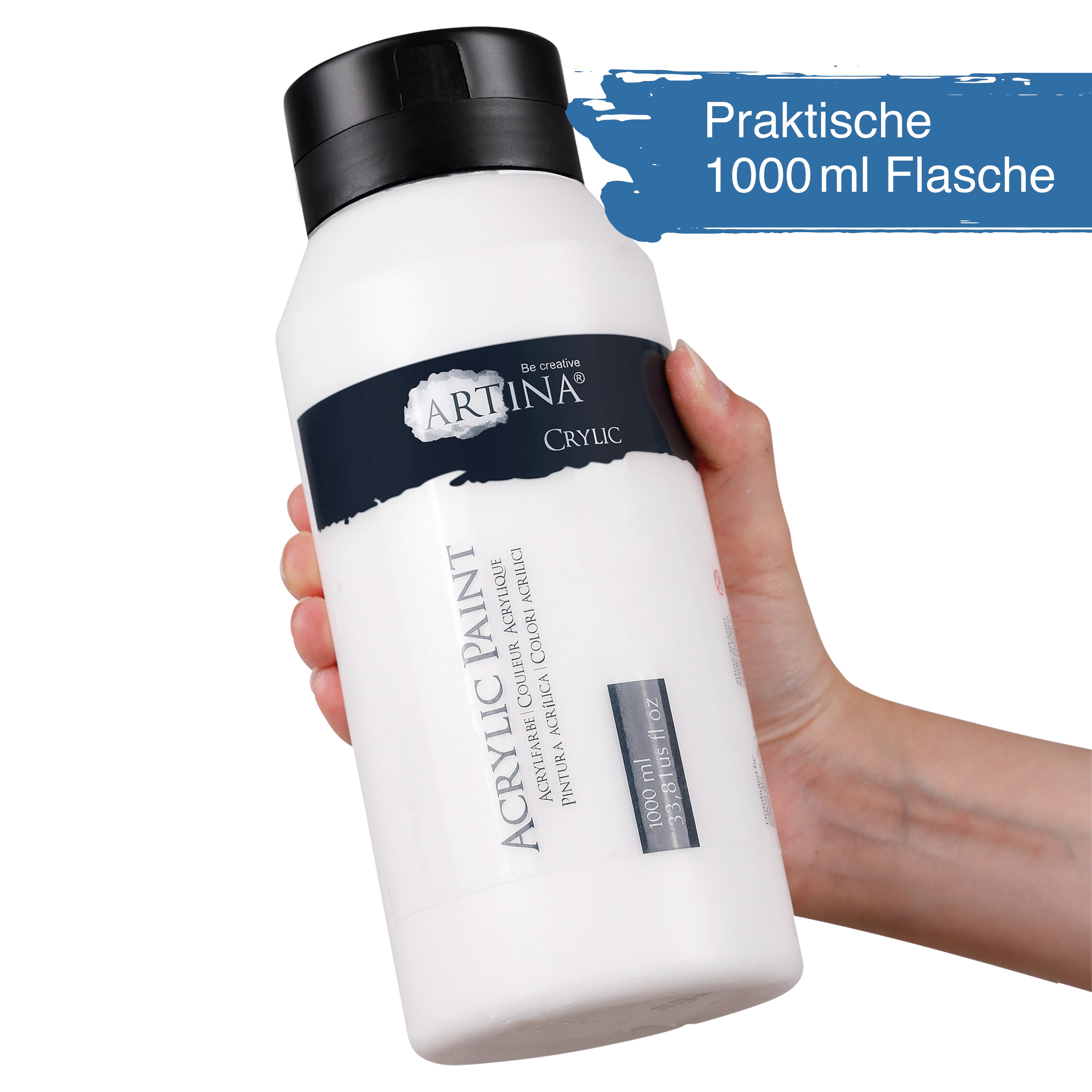 Artina Acrylfarbe Schwarz Weiss 500ml 1000ml Crylic