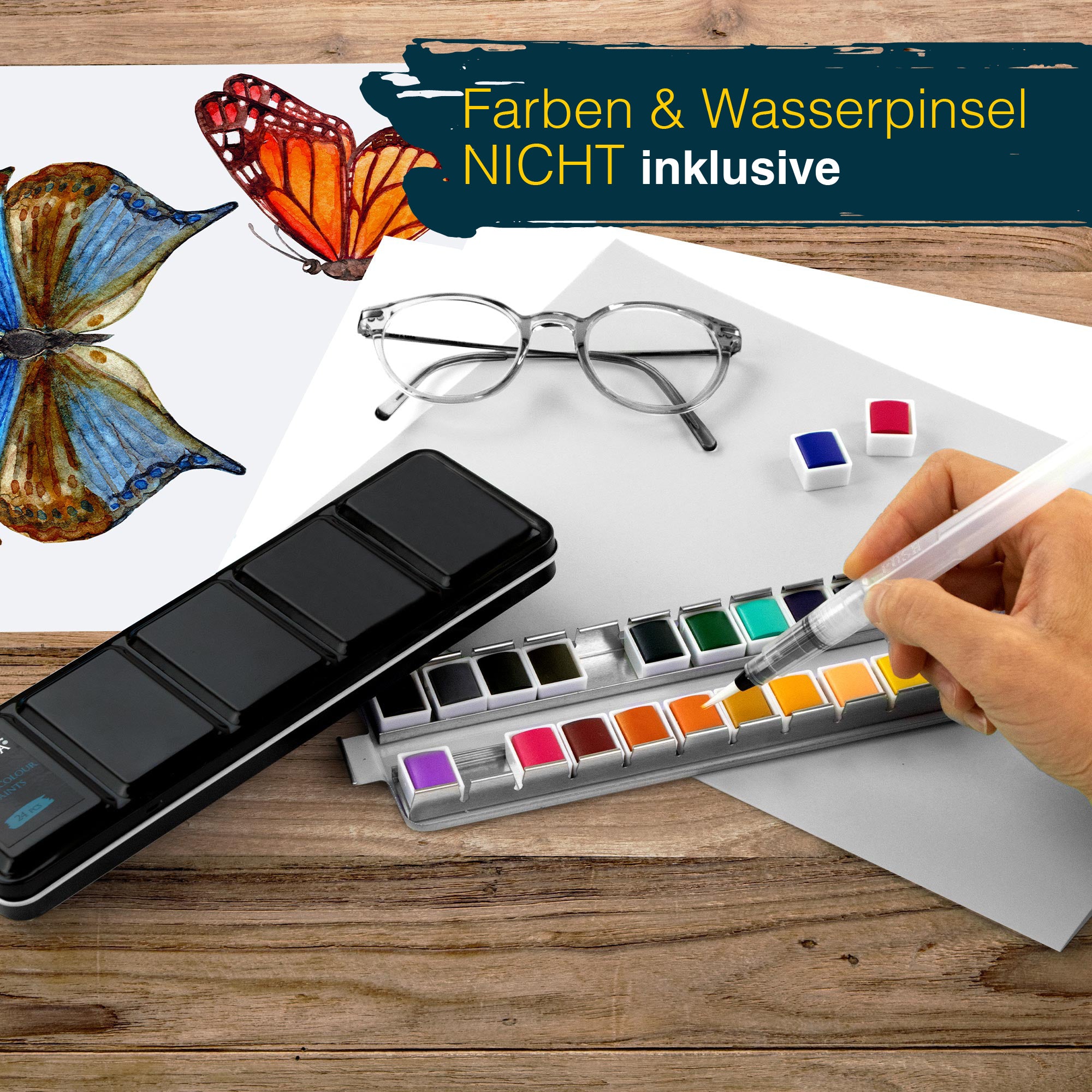 Artina Colaro Leerkasten für Aquarellfarbe mit 24/48 halben Näpfen