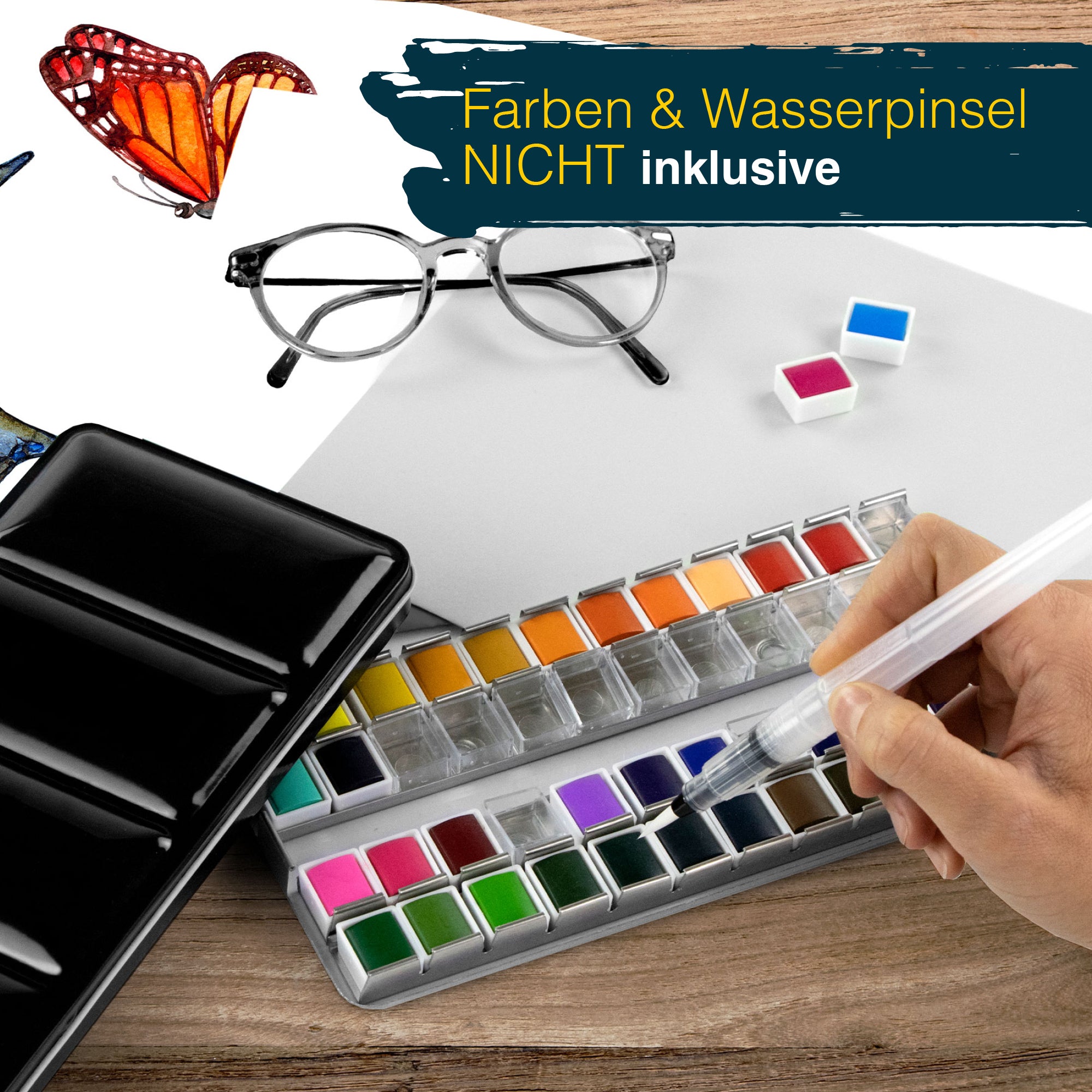 Artina Colaro Leerkasten für Aquarellfarbe mit 24/48 halben Näpfen