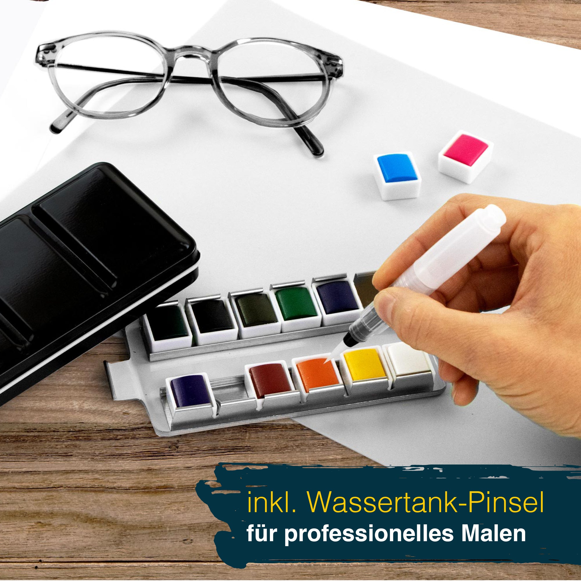Artina Colaro Aquarellfarben Malkasten Set inkl. Wassertankpinsel