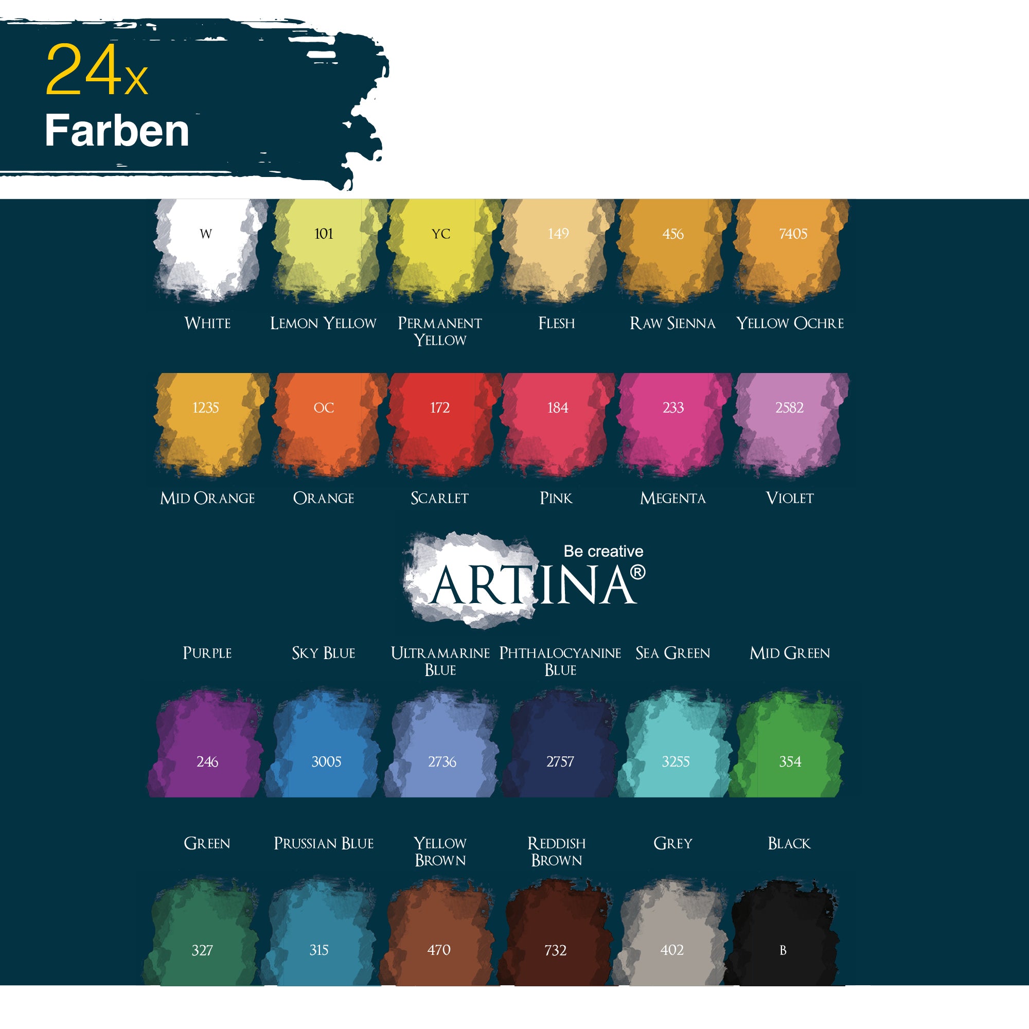 Artina Colaro Aquarellfarben Malkasten Set inkl. Wassertankpinsel