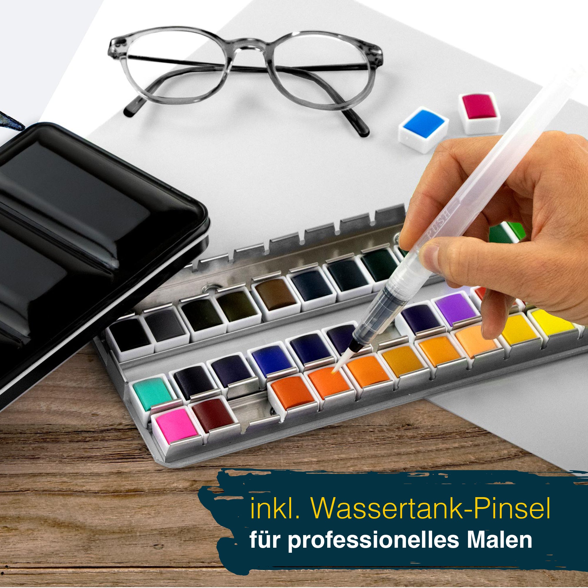 Artina Colaro Aquarellfarben Malkasten Set inkl. Wassertankpinsel