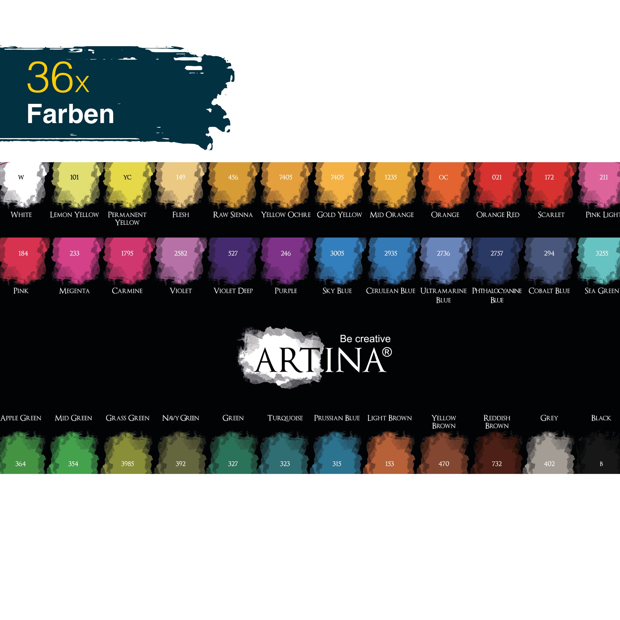 Artina Colaro Aquarellfarben Malkasten Set inkl. Wassertankpinsel