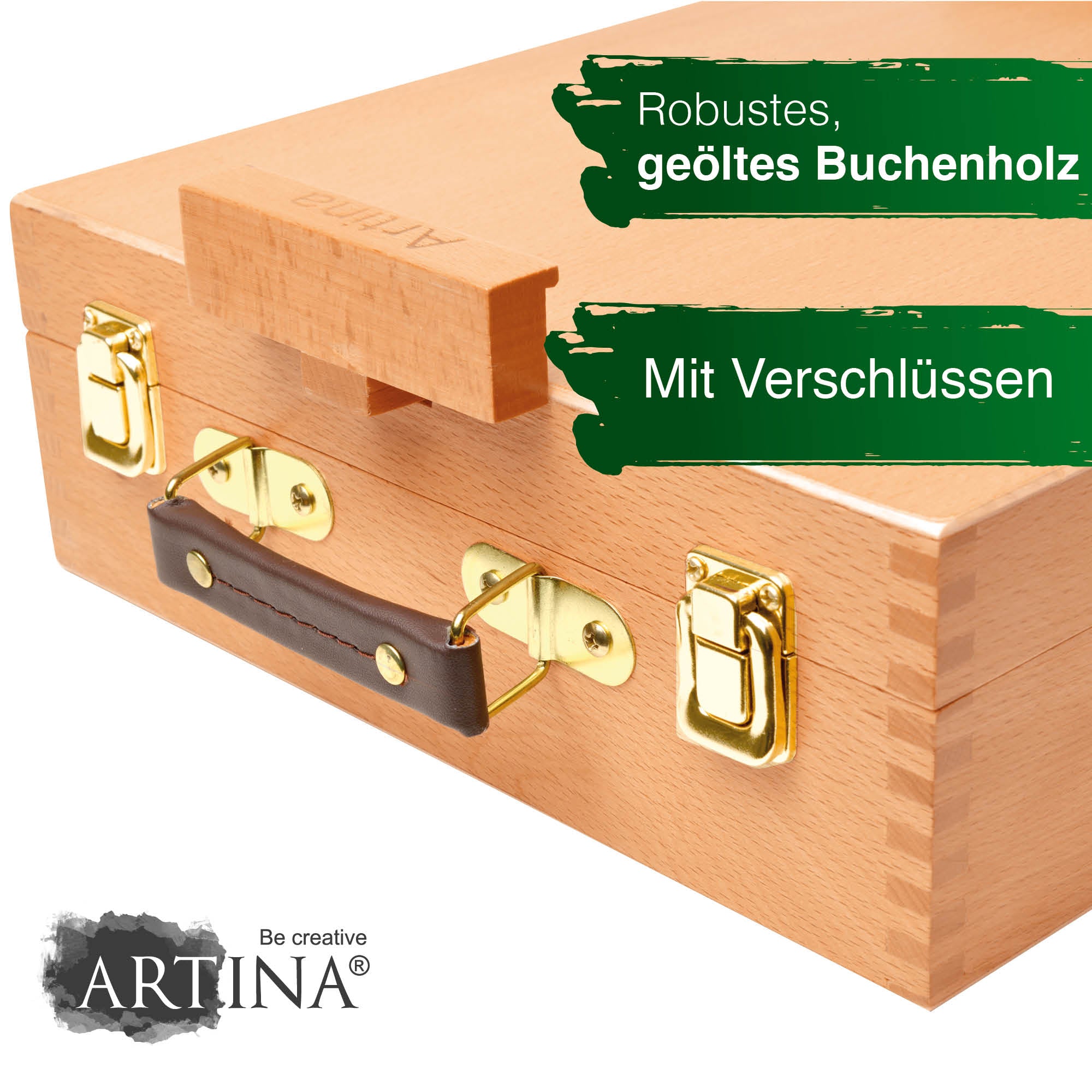 Artina Kofferstaffelei Staffelei Nancy aus Buchen-Holz mit Tragegriff