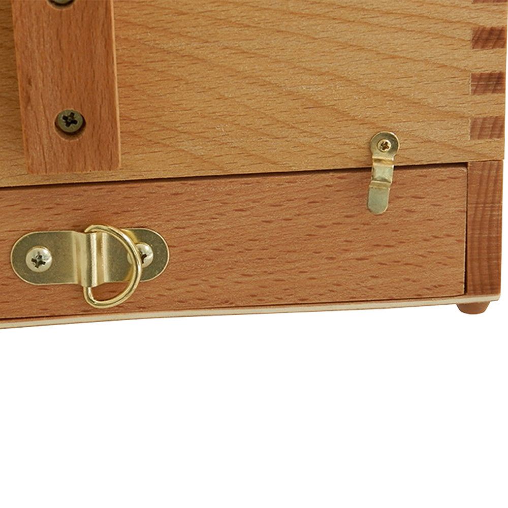 Artina Holz-Malkoffer Vannes aus massivem Buchenholz mit Flügelfächern und Schublade, sicherer Verschluss, Lederhandgriff, ideal für Malutensilien.