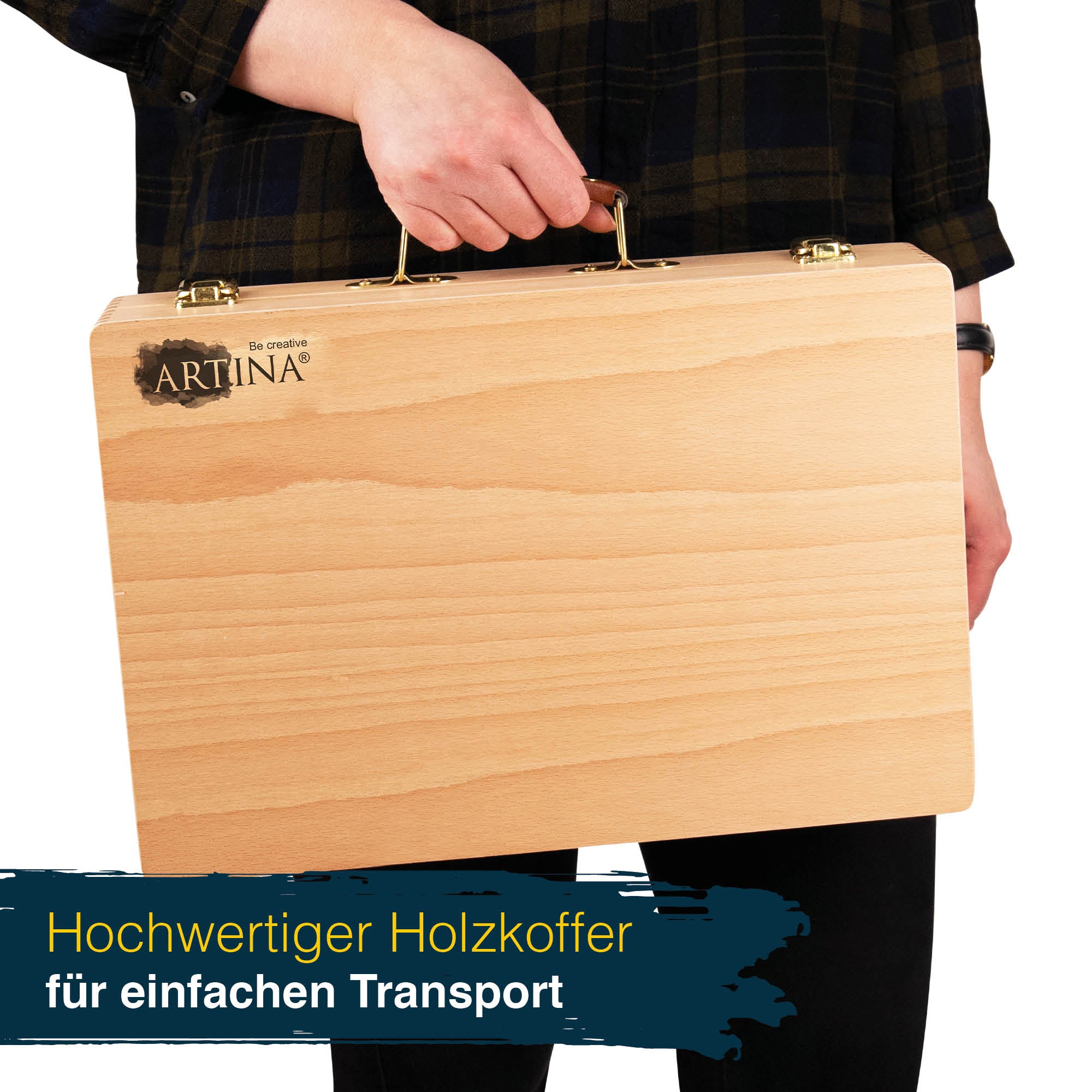 Artina 127tlg Holzkoffer Malset Bologna mit Acryl, Pinsel, Stifte uvm