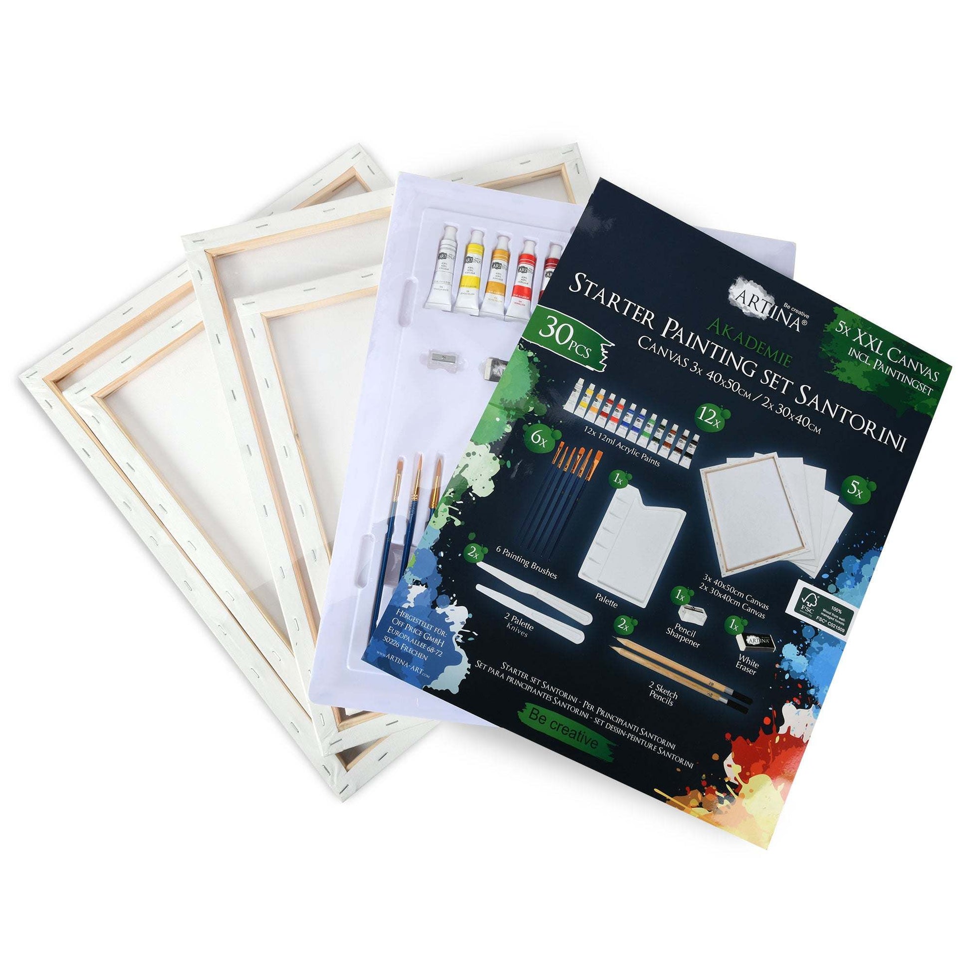 Acryl-Malset mit Feldstaffelei, Leinwänden, Pinseln und Acrylfarben für Einsteiger