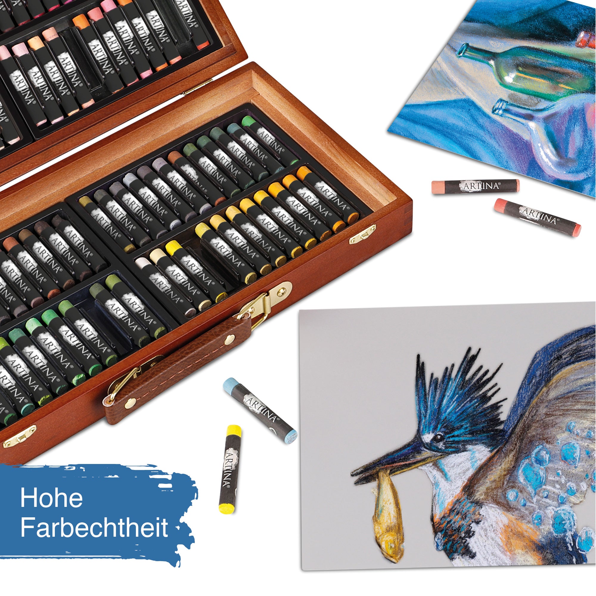 Artina Pastilo 96 feine Pastellkreiden im Holzkoffer mit FSC® Zertifikat