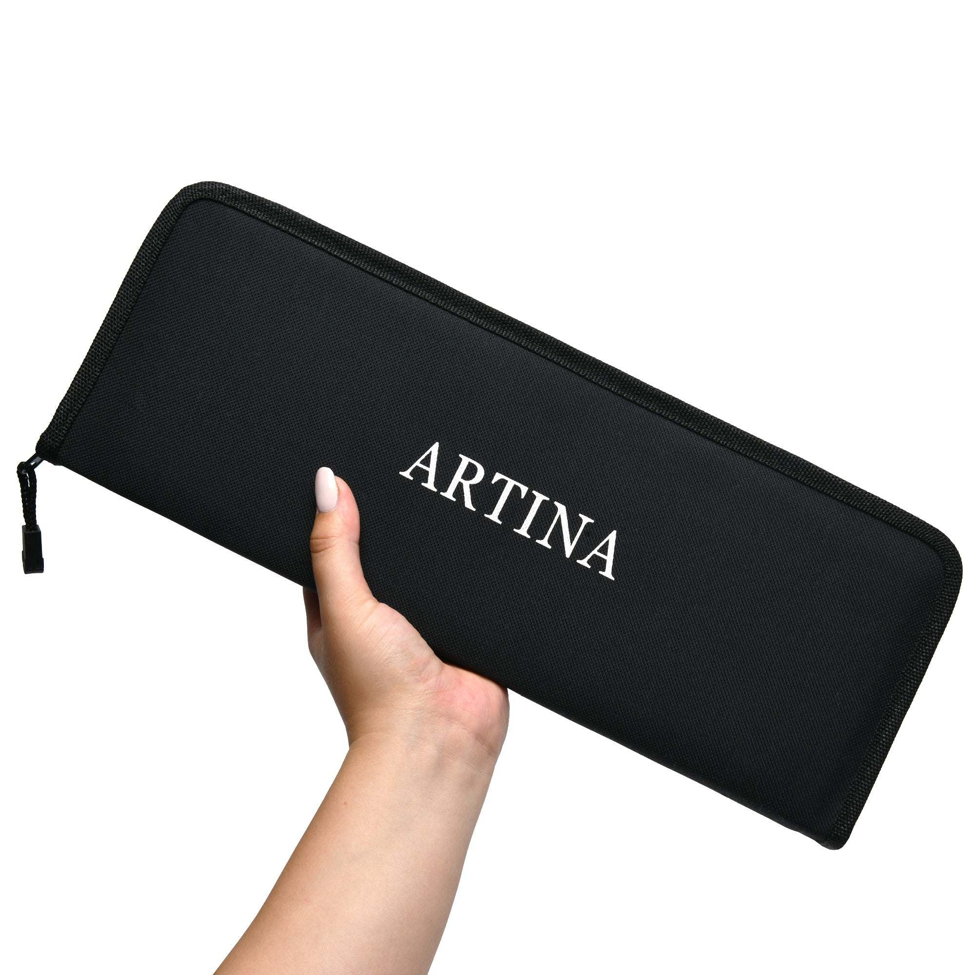 Artina 17tlg Pinselset mit schwarzem Etui für Acryl-, Öl- und Aquarellmalerei