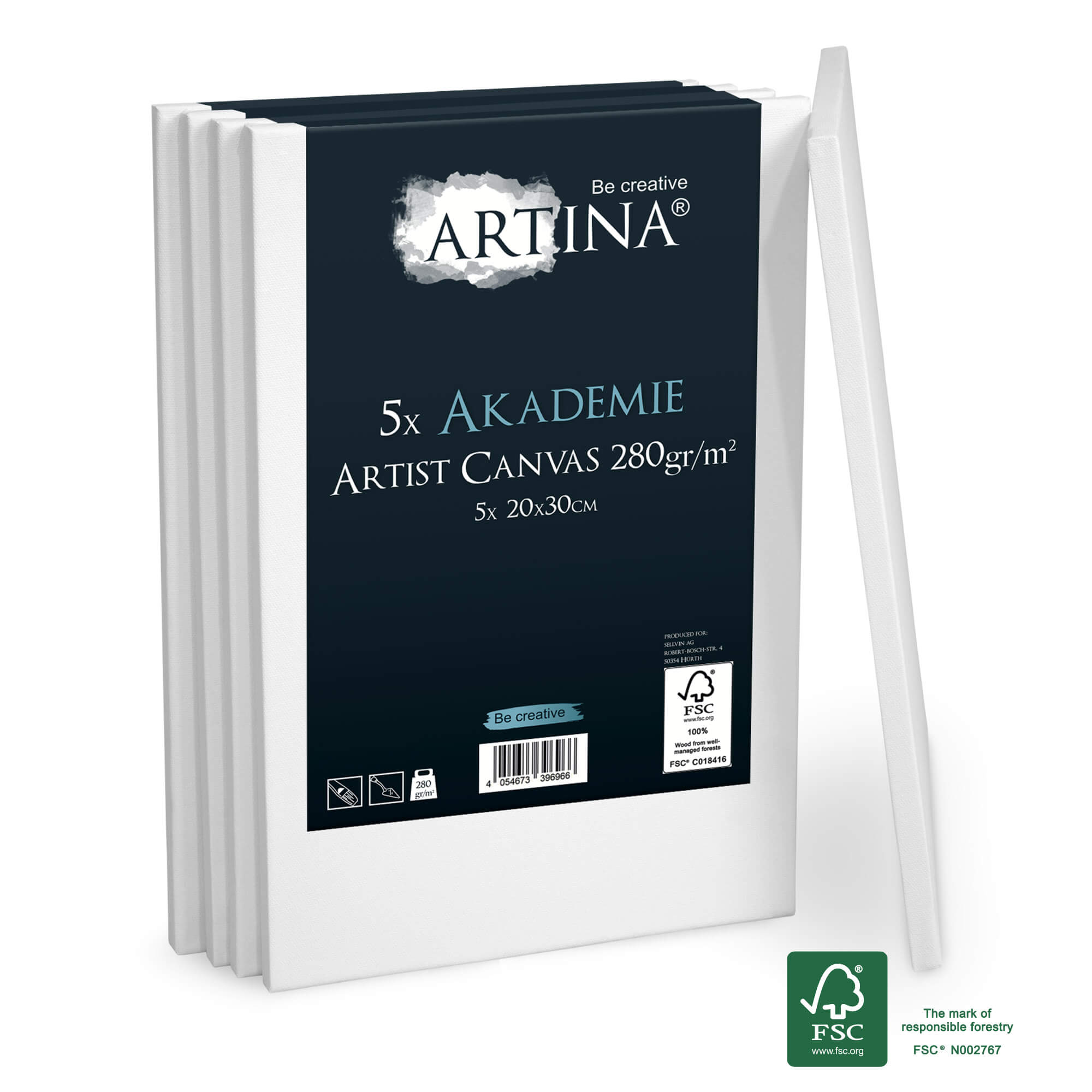 5er Set Artina Akademie Keilrahmen FSC®-zertifiziert 20x30 cm