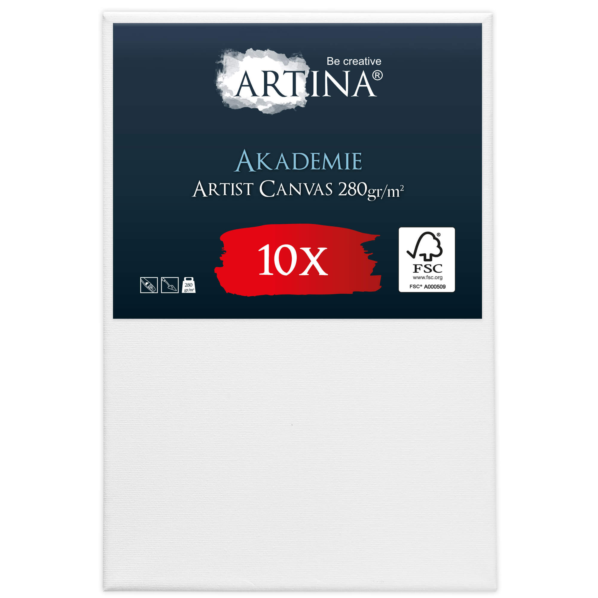 Artina 10er Set Leinwand auf Keilrahmen 280g/m² Akademie Qualität FSC® - div Größen