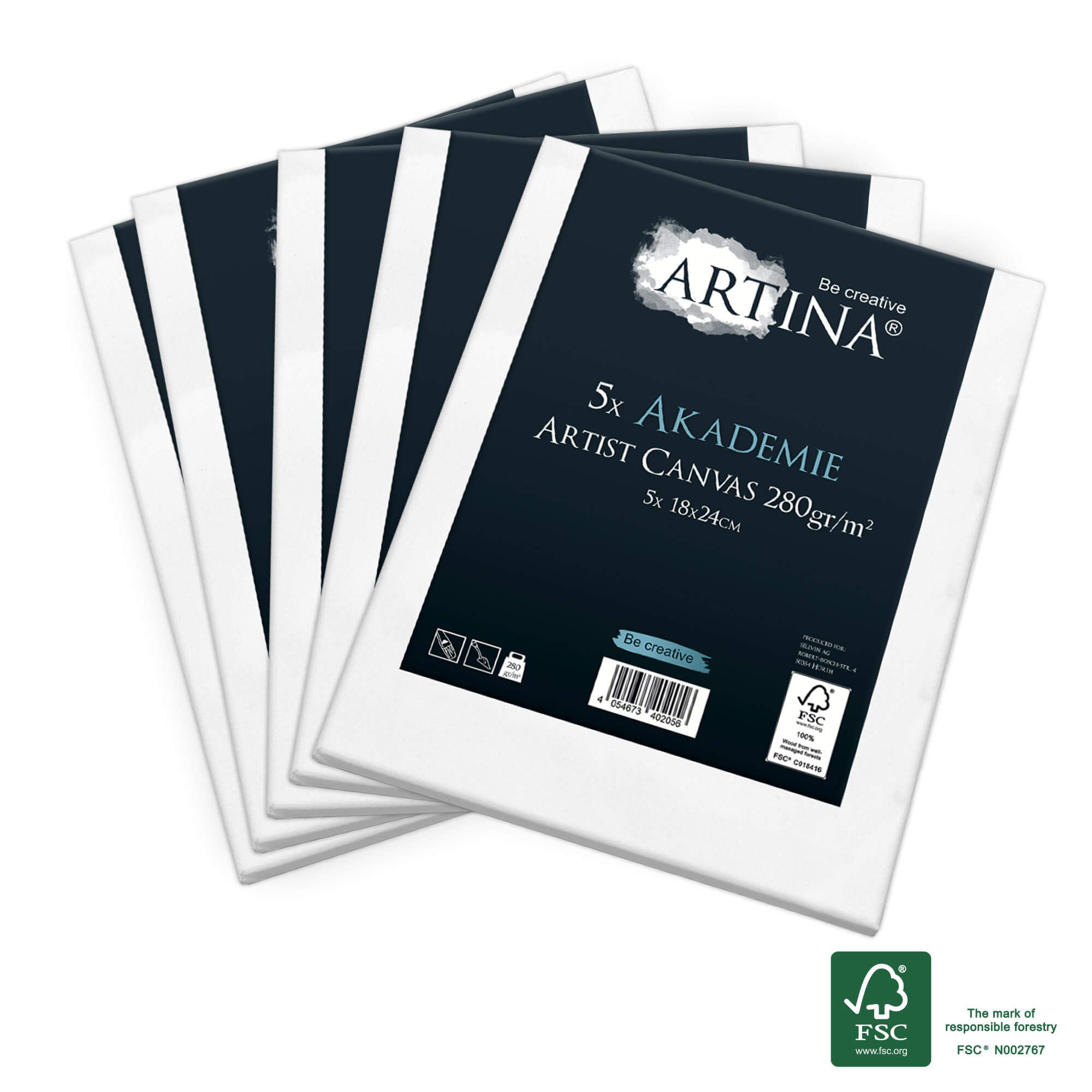 5er Set 18x24cm Artina Akademie Keilrahmen FSC®-zertifiziert