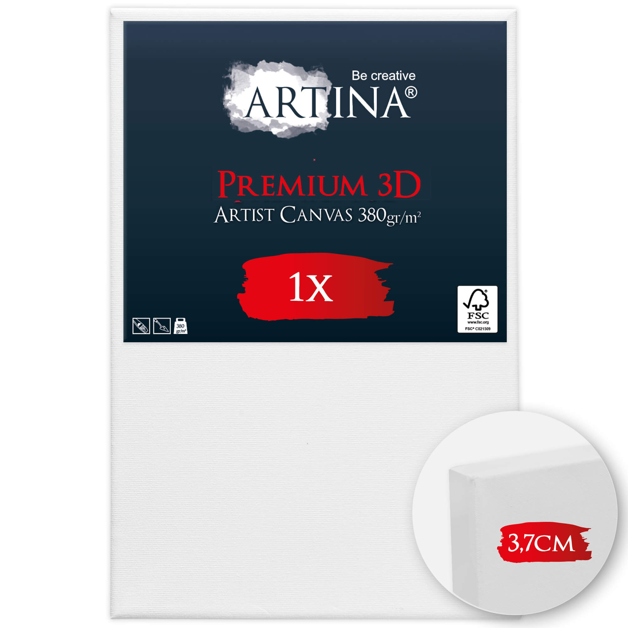 Artina Premium 3D Keilrahmen 18x24 cm FSC® - Leinwand 380g/m²