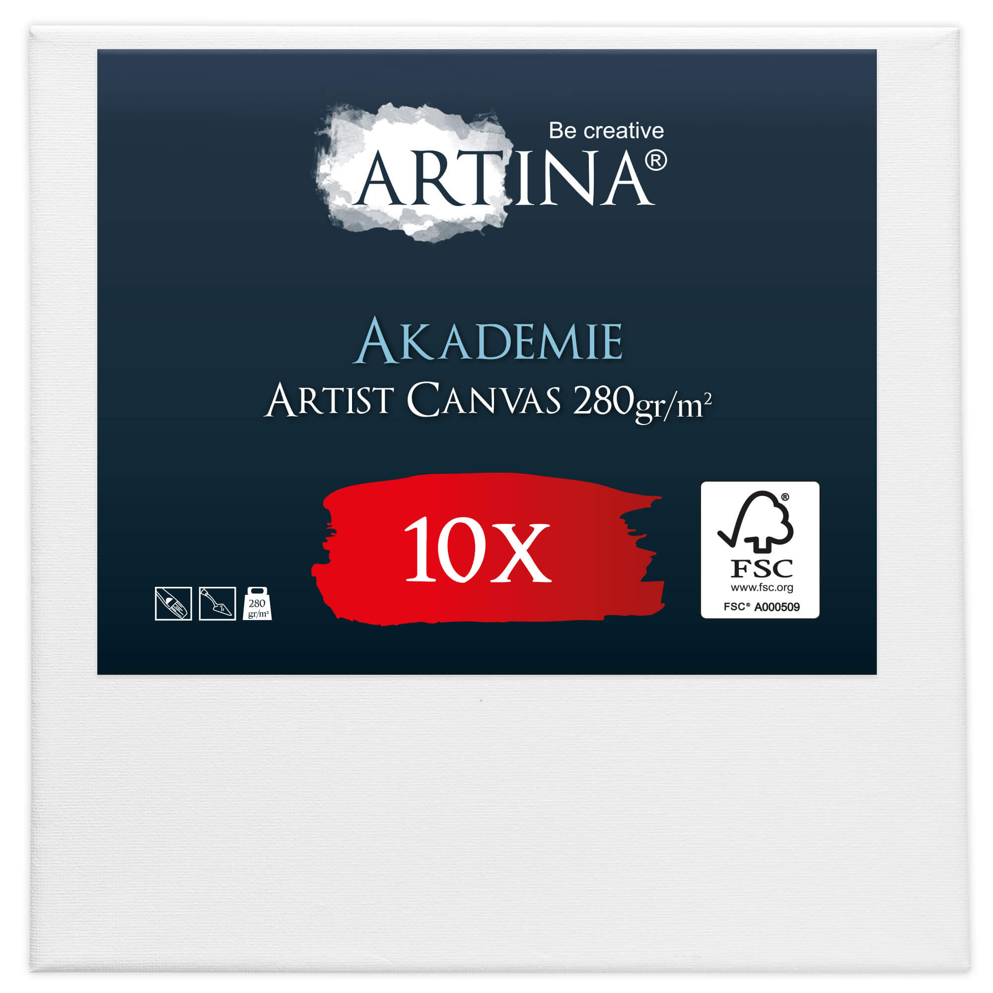 Artina 10er Set Keilrahmen 10x10 cm Leinwand 280g/m² FSC® - Akademie Qualität 