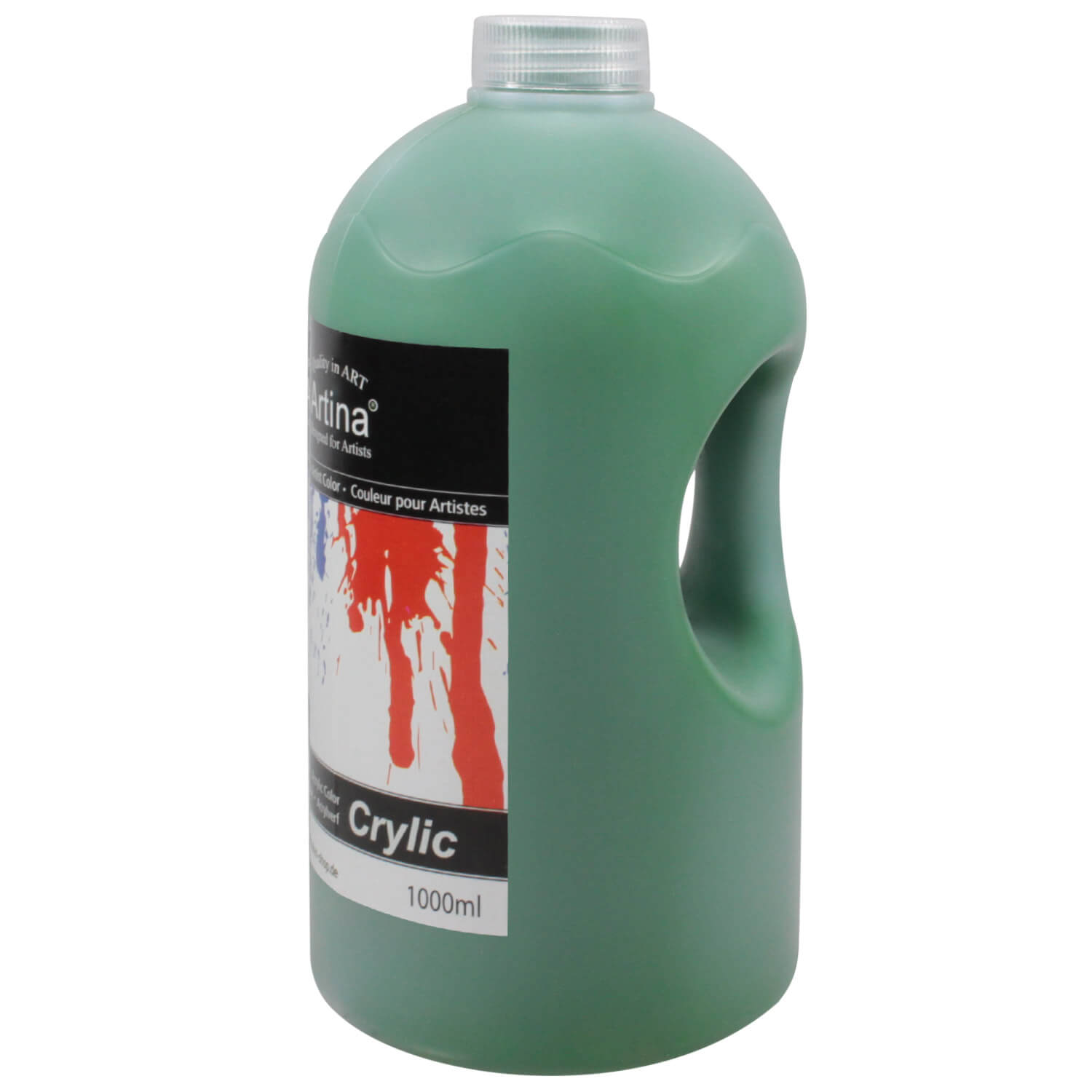 Artina Acrylfarbe Crylic 1000ml, Saftgrün für Acrylmalerei