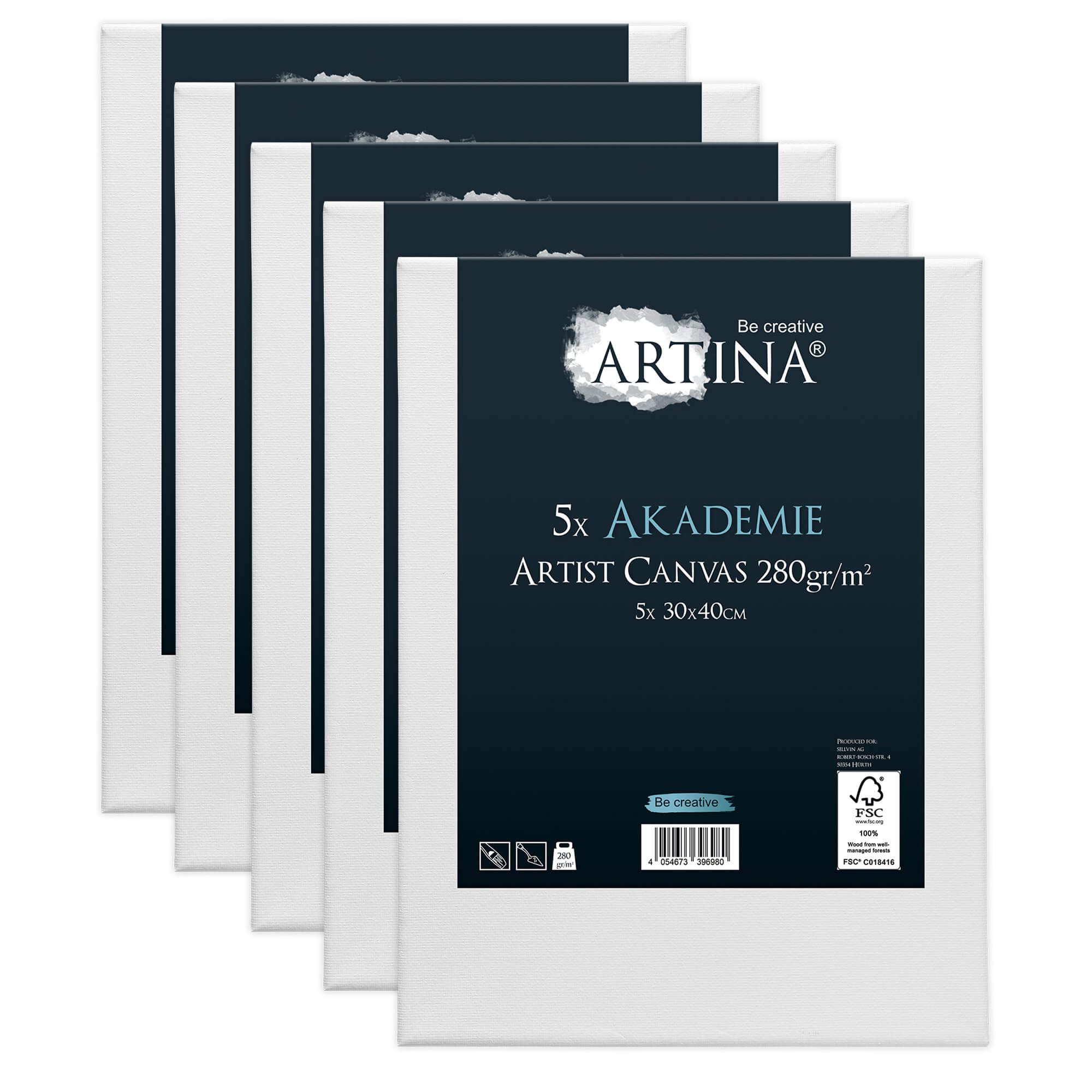 5er Set Artina Akademie Keilrahmen FSC®-zertifiziert 30x40 cm