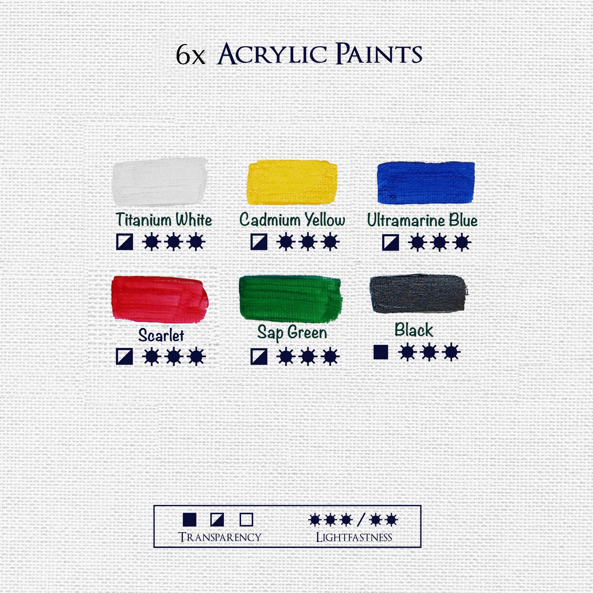 Artina Crylic Acrylfarbe Tuben Set 6 x 500ml hochwertige Künstlerfarbe