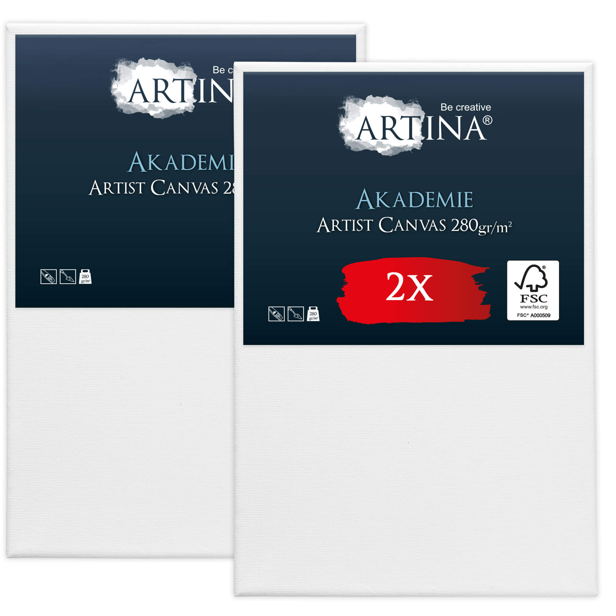 Artina 2er Set Leinwand auf Keilrahmen 280g/m² Akademie Qualität FSC® - div Größen